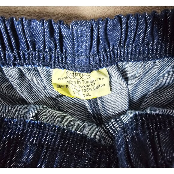 Relaxed Fit Denim-Look Lounge Pants Women 18/3XL Tight Elastic Waist Roomy Hips - Picture 5 of 9